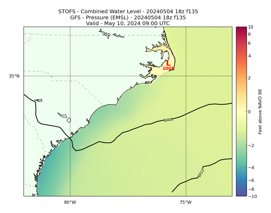 STOFS 135 Hour Total Water Level image (ft)