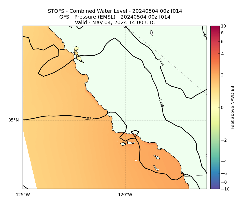 STOFS 14 Hour Total Water Level image (ft)