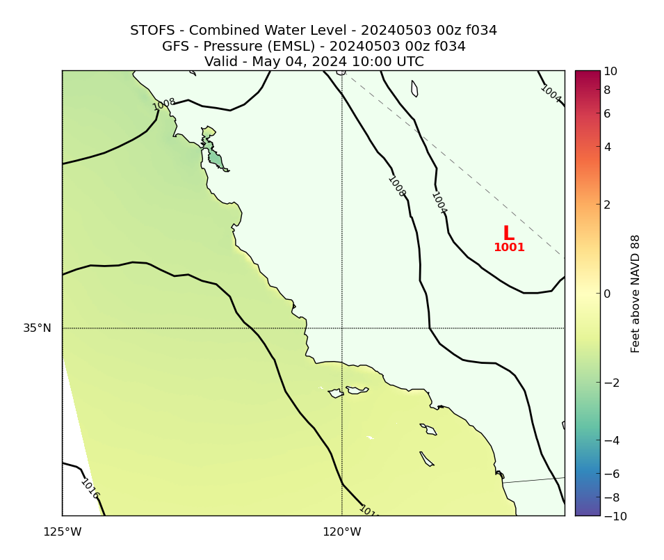 STOFS 34 Hour Total Water Level image (ft)
