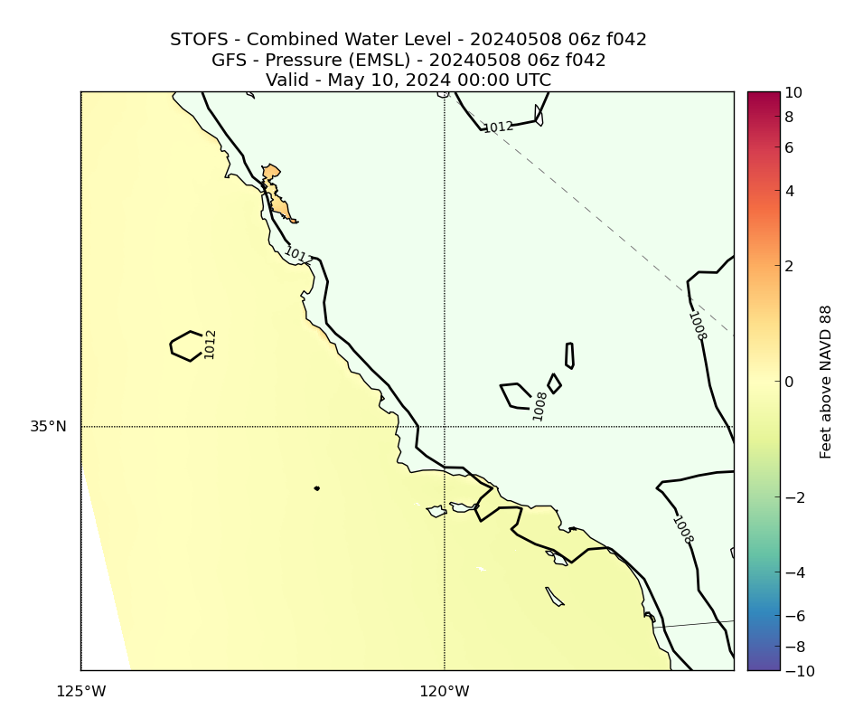 STOFS 42 Hour Total Water Level image (ft)
