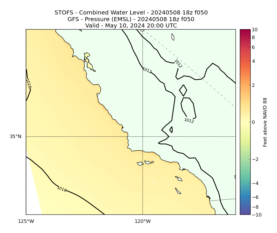 STOFS 50 Hour Total Water Level image (ft)