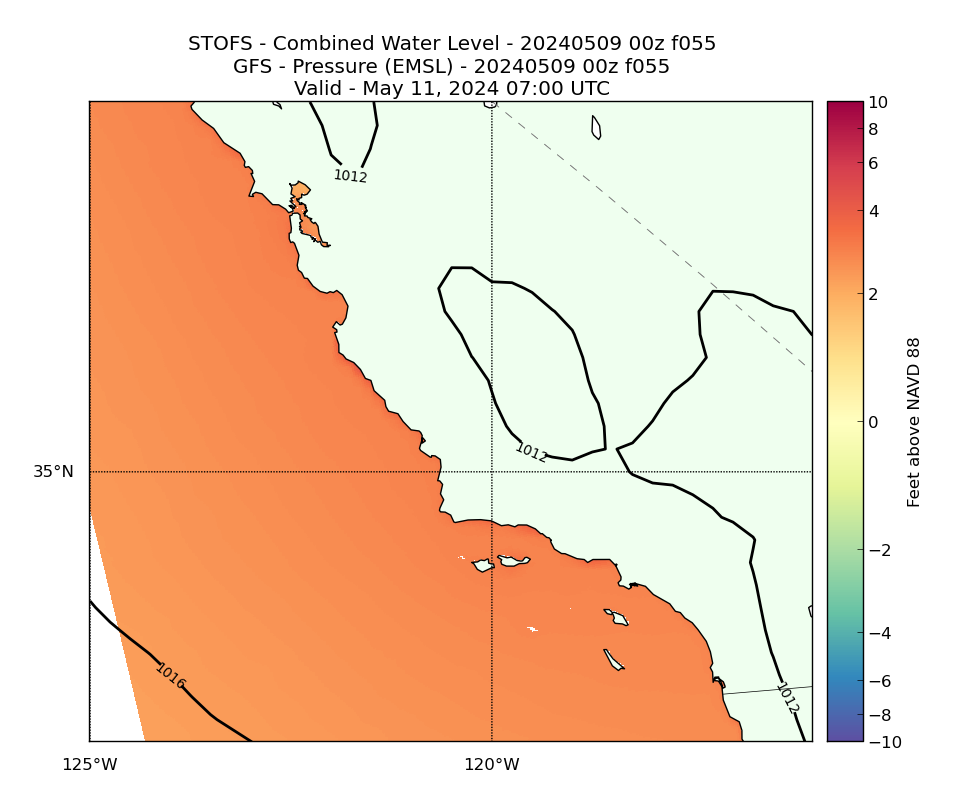 STOFS 55 Hour Total Water Level image (ft)