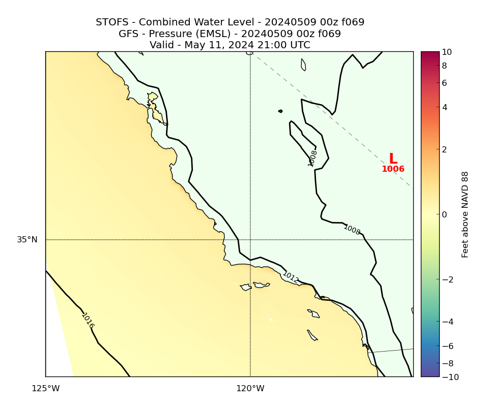 STOFS 69 Hour Total Water Level image (ft)