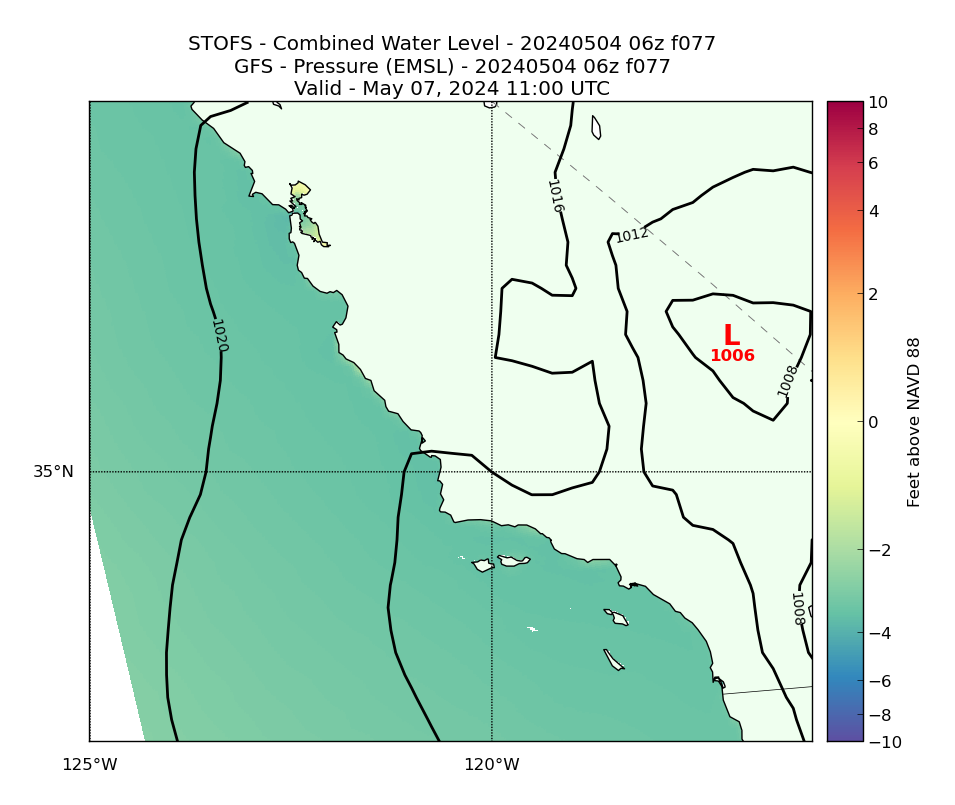 STOFS 77 Hour Total Water Level image (ft)