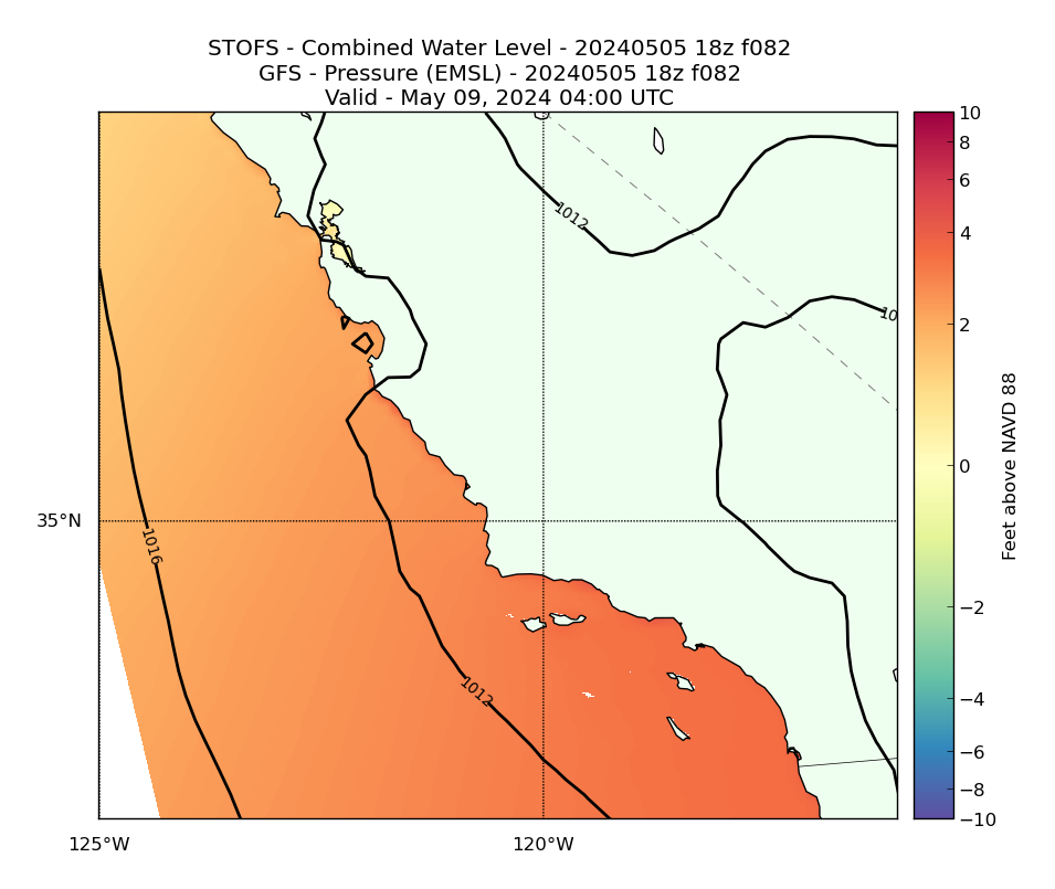 STOFS 82 Hour Total Water Level image (ft)