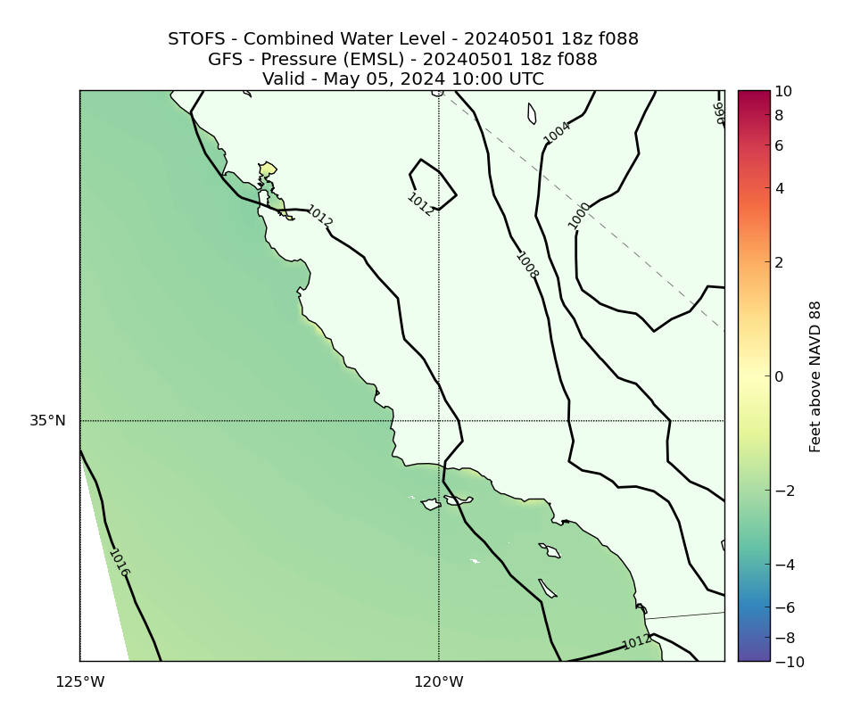 STOFS 88 Hour Total Water Level image (ft)