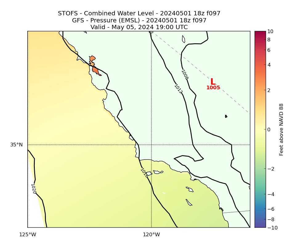 STOFS 97 Hour Total Water Level image (ft)