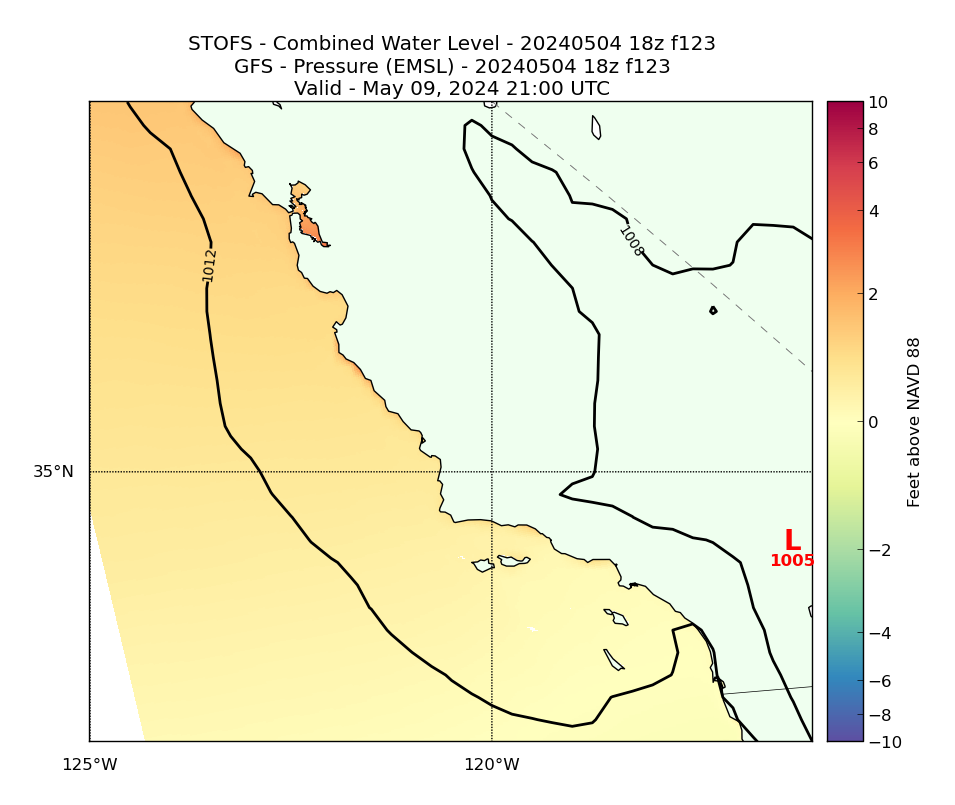 STOFS 123 Hour Total Water Level image (ft)