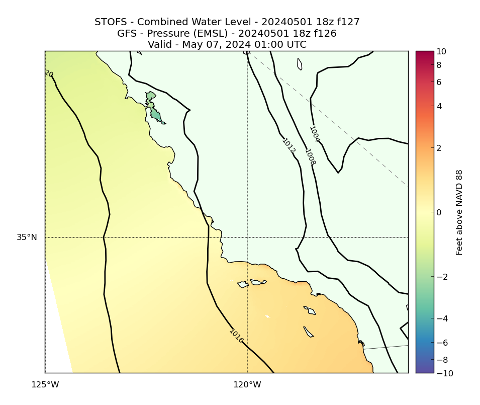 STOFS 127 Hour Total Water Level image (ft)