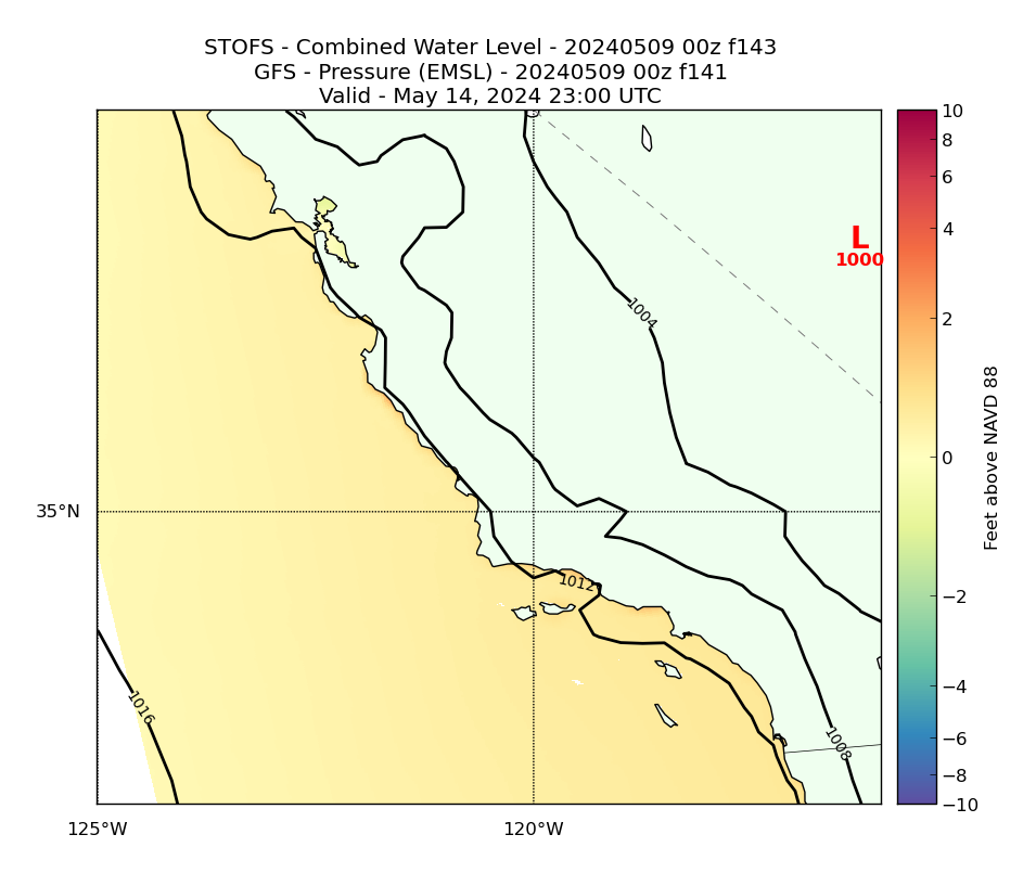 STOFS 143 Hour Total Water Level image (ft)
