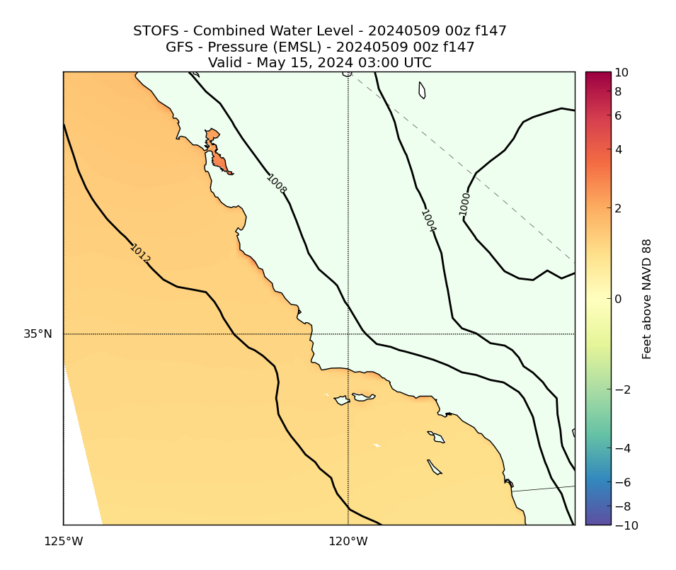 STOFS 147 Hour Total Water Level image (ft)