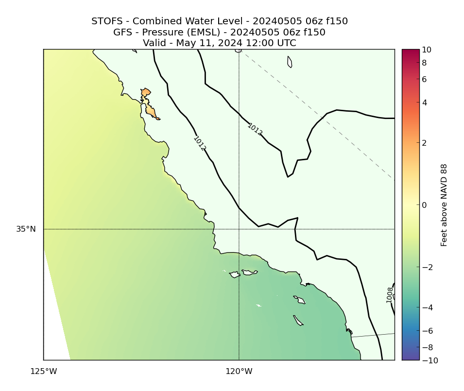 STOFS 150 Hour Total Water Level image (ft)