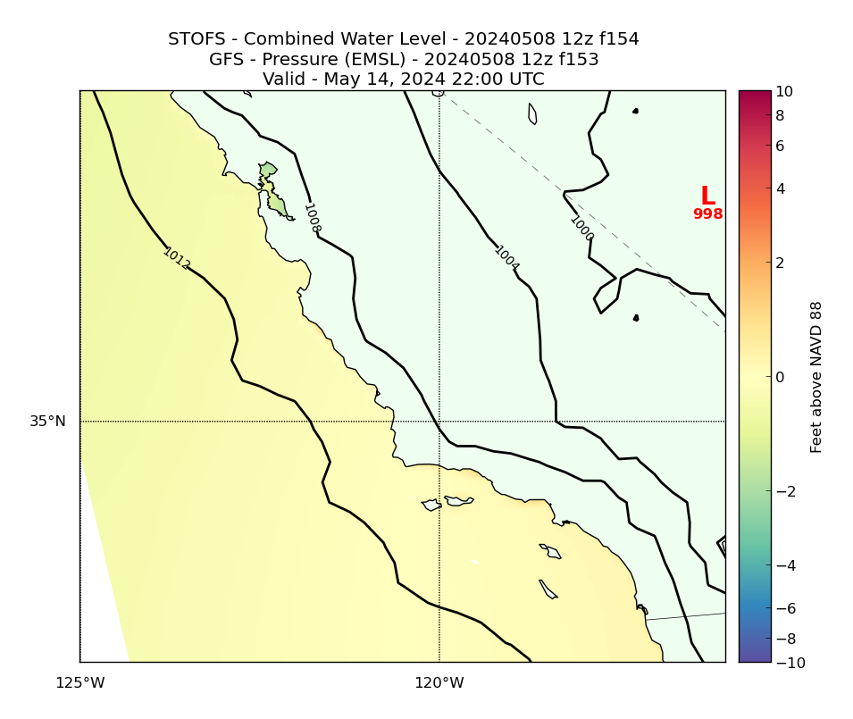 STOFS 154 Hour Total Water Level image (ft)