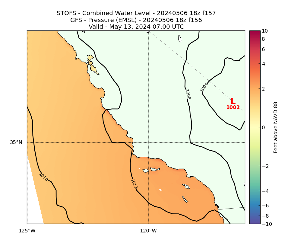 STOFS 157 Hour Total Water Level image (ft)