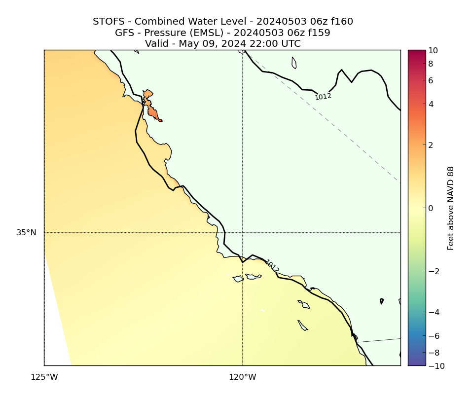 STOFS 160 Hour Total Water Level image (ft)