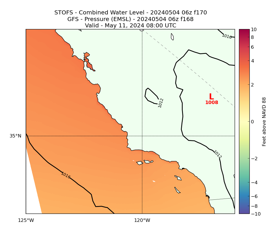 STOFS 170 Hour Total Water Level image (ft)
