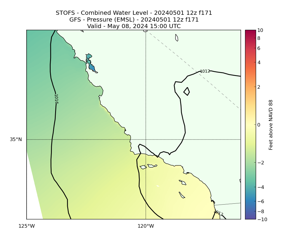 STOFS 171 Hour Total Water Level image (ft)