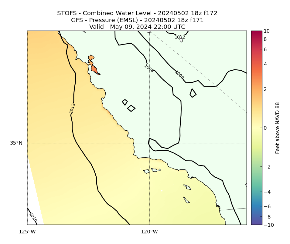 STOFS 172 Hour Total Water Level image (ft)