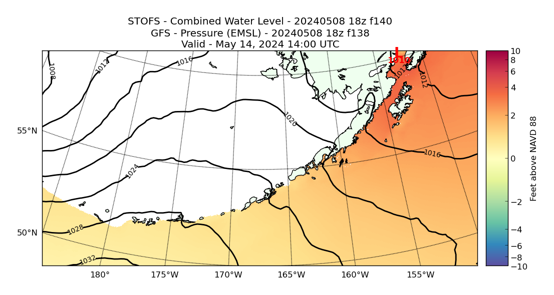 STOFS 140 Hour Total Water Level image (ft)