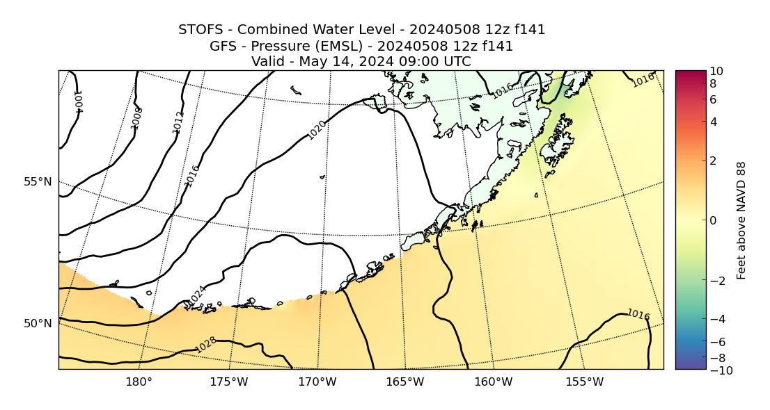 STOFS 141 Hour Total Water Level image (ft)