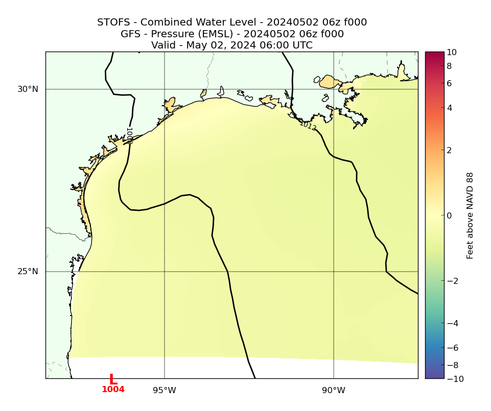 STOFS 0 Hour Total Water Level image (ft)