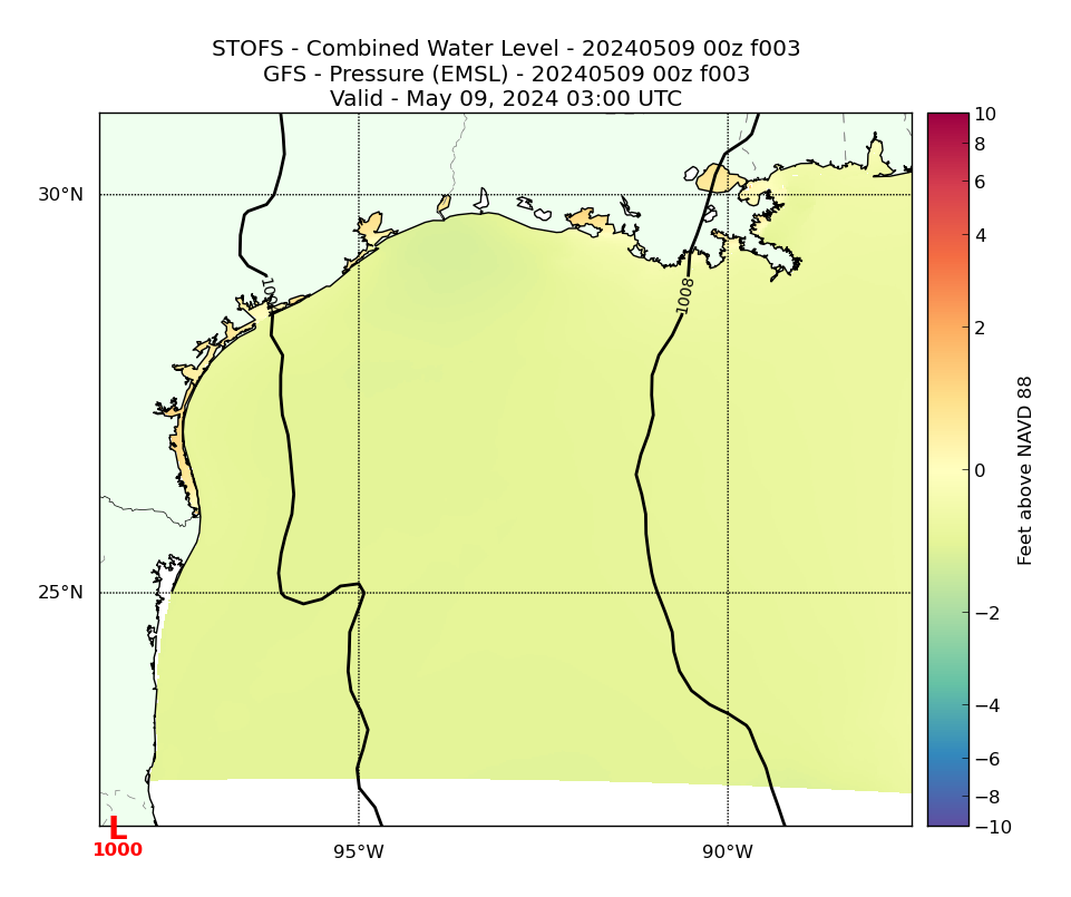 STOFS 3 Hour Total Water Level image (ft)