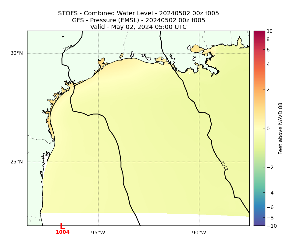 STOFS 5 Hour Total Water Level image (ft)