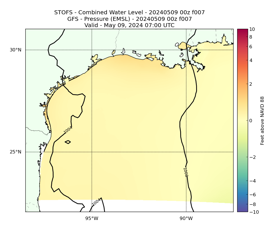 STOFS 7 Hour Total Water Level image (ft)
