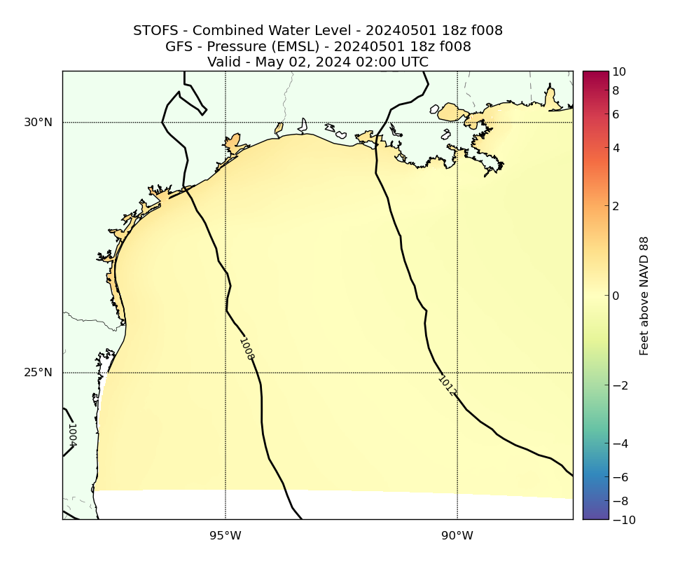 STOFS 8 Hour Total Water Level image (ft)