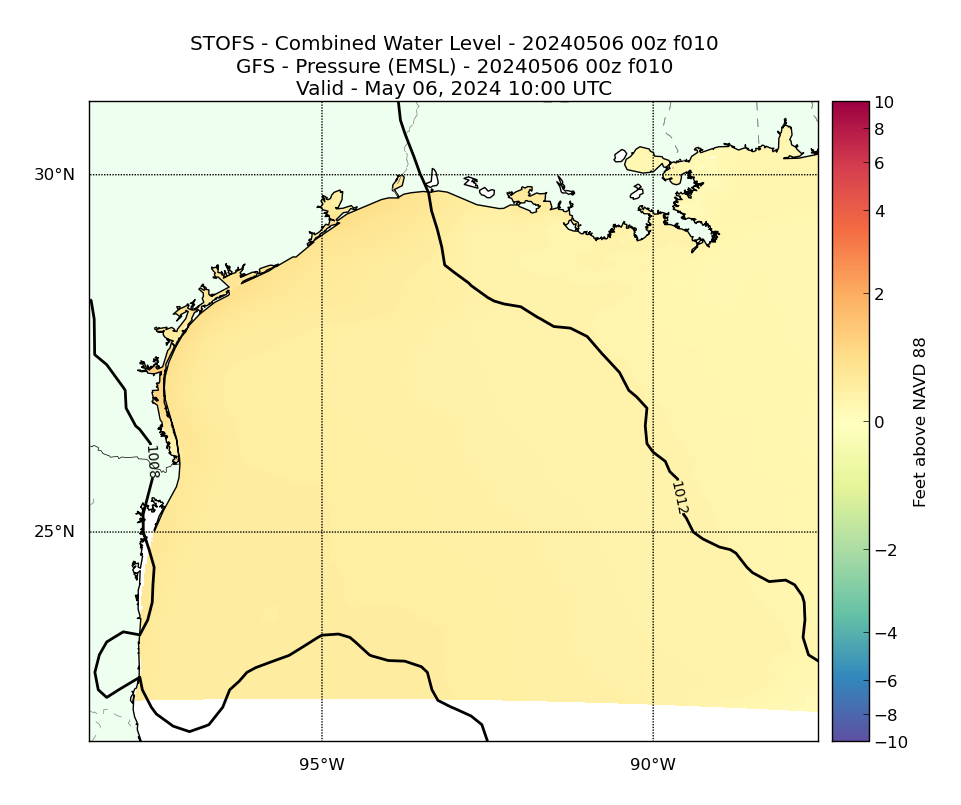 STOFS 10 Hour Total Water Level image (ft)