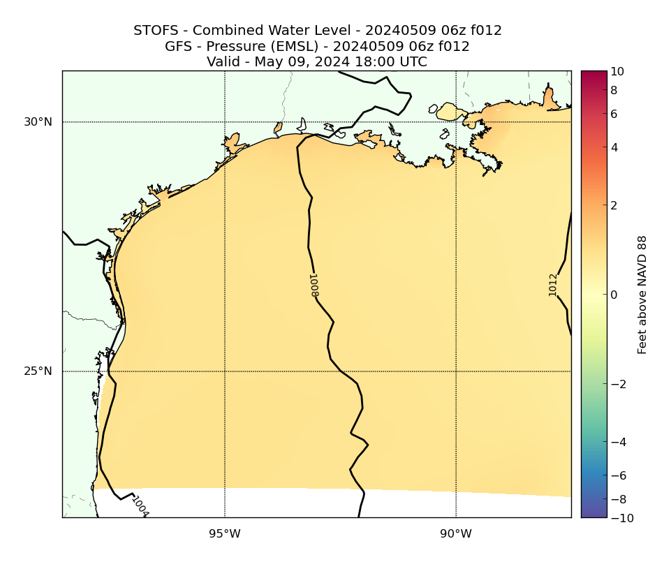 STOFS 12 Hour Total Water Level image (ft)