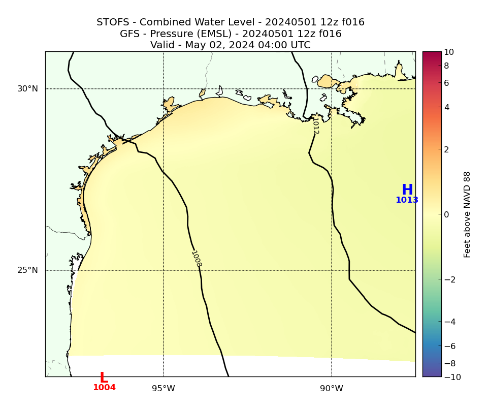 STOFS 16 Hour Total Water Level image (ft)