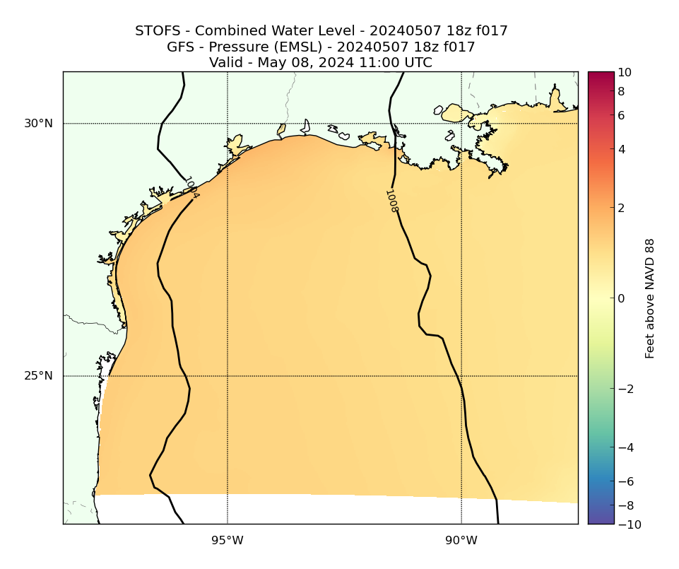 STOFS 17 Hour Total Water Level image (ft)