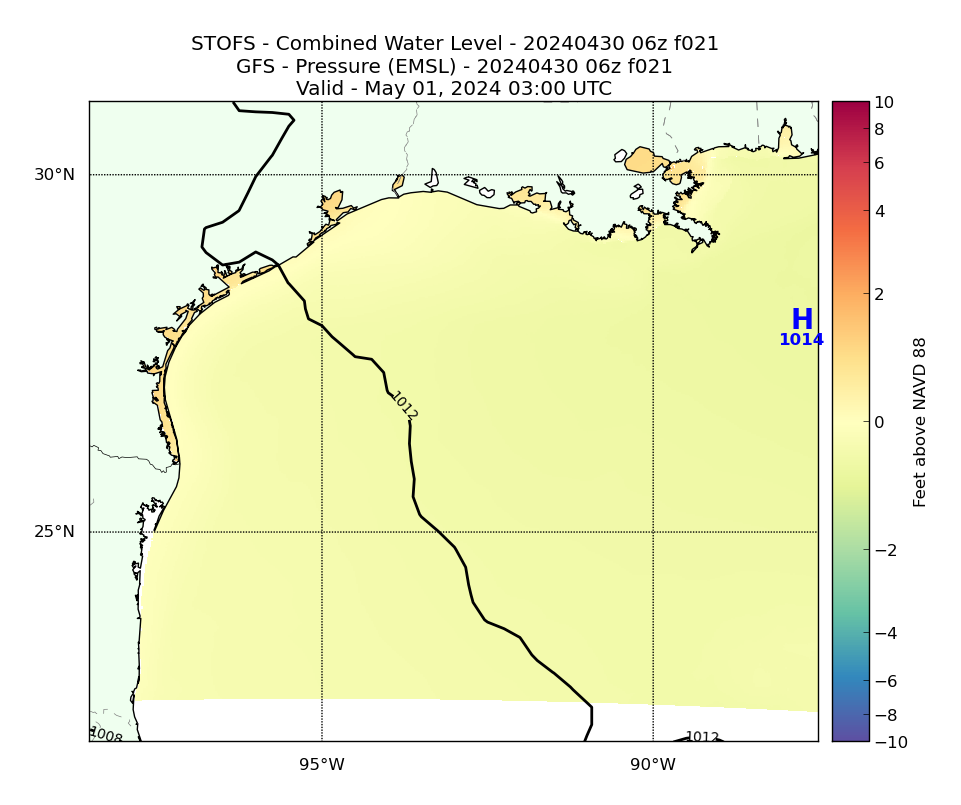 STOFS 21 Hour Total Water Level image (ft)