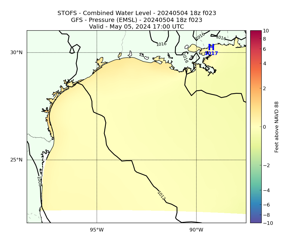 STOFS 23 Hour Total Water Level image (ft)
