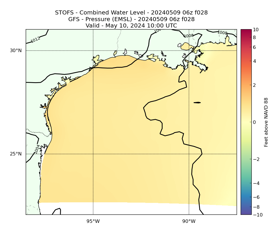 STOFS 28 Hour Total Water Level image (ft)