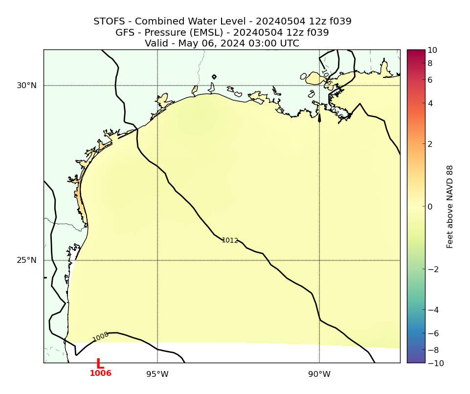 STOFS 39 Hour Total Water Level image (ft)