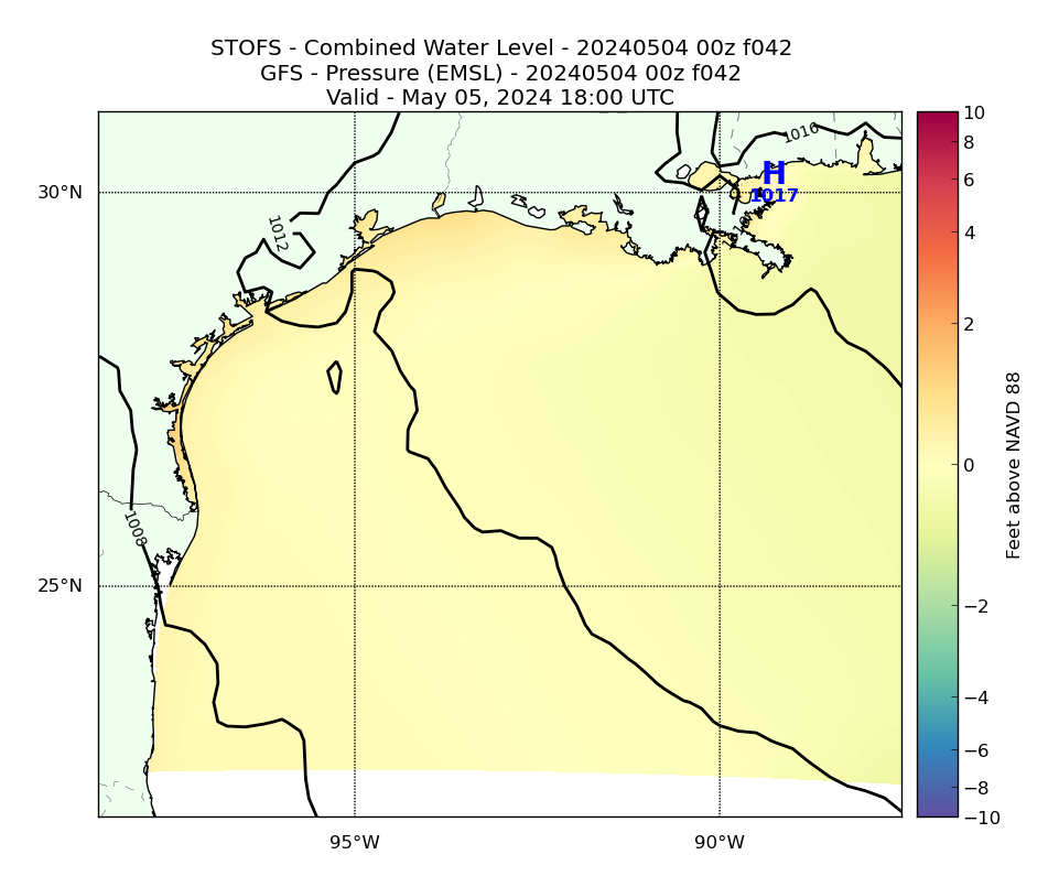 STOFS 42 Hour Total Water Level image (ft)