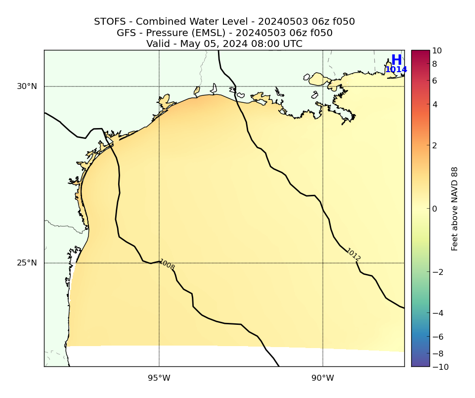 STOFS 50 Hour Total Water Level image (ft)