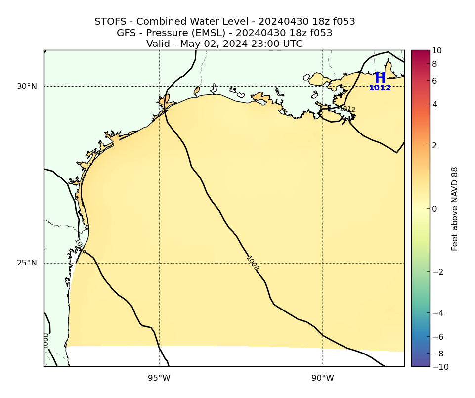 STOFS 53 Hour Total Water Level image (ft)