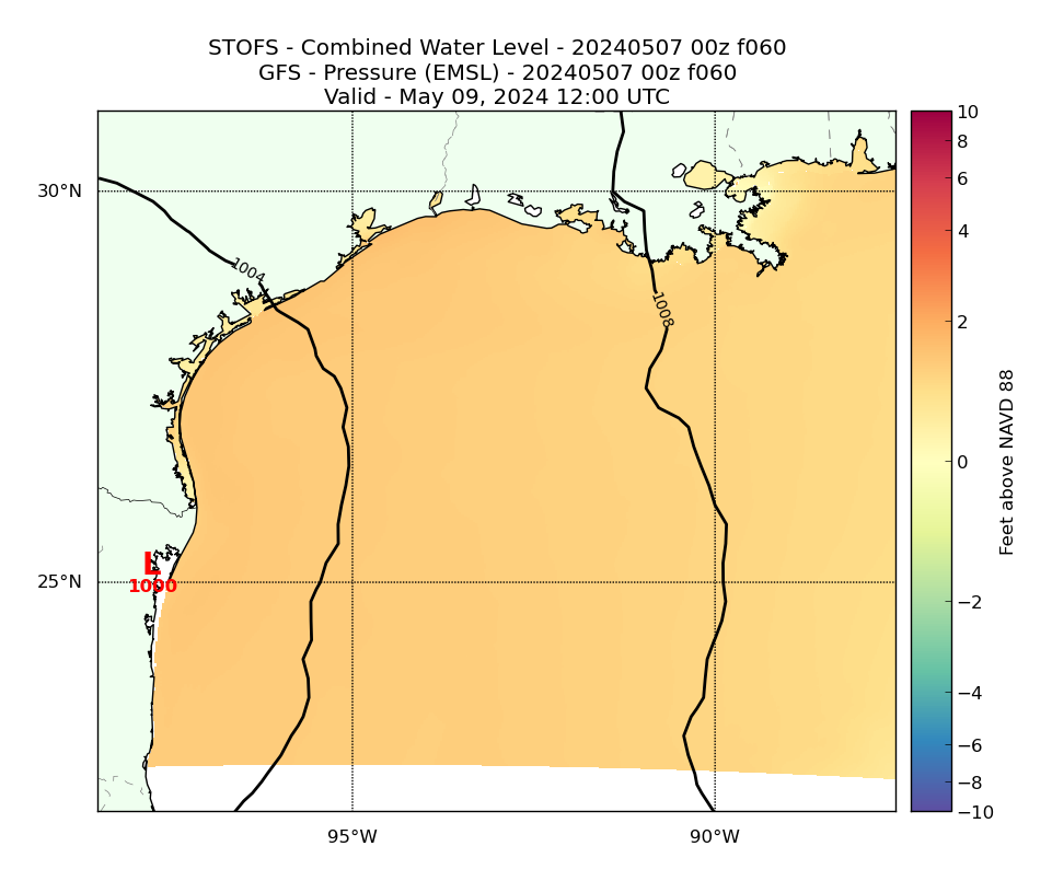 STOFS 60 Hour Total Water Level image (ft)