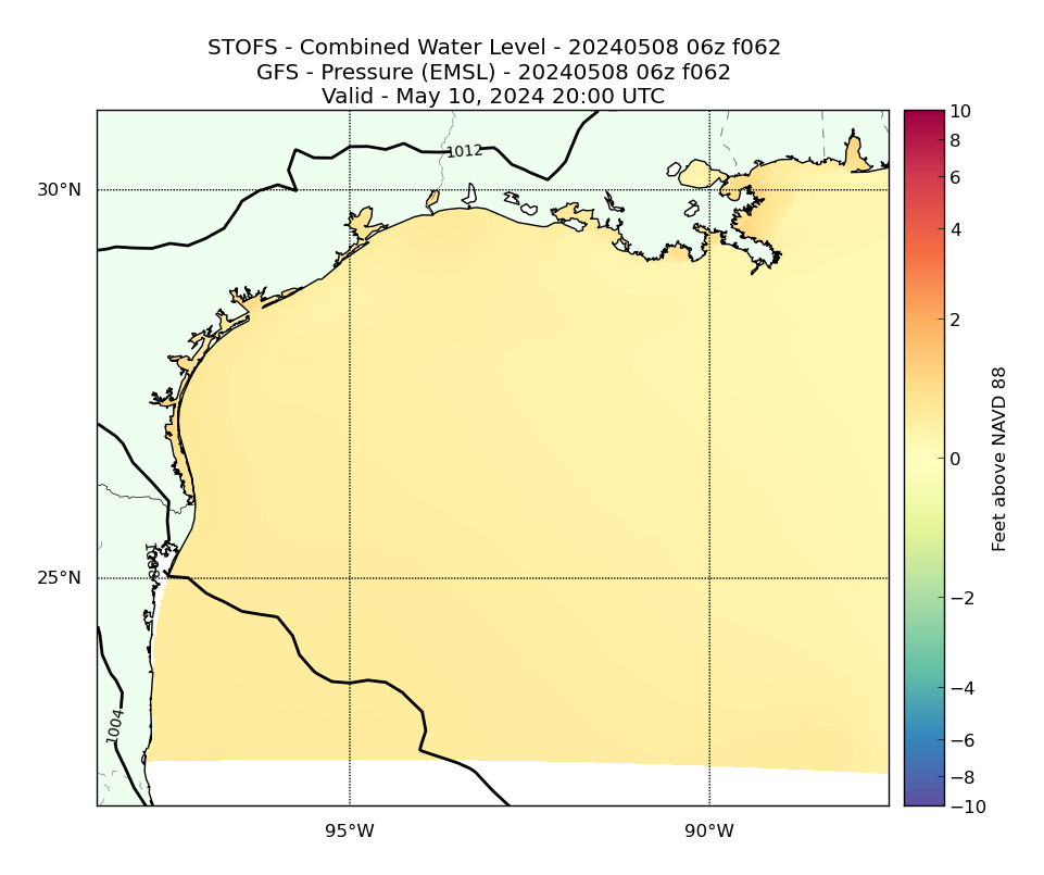 STOFS 62 Hour Total Water Level image (ft)