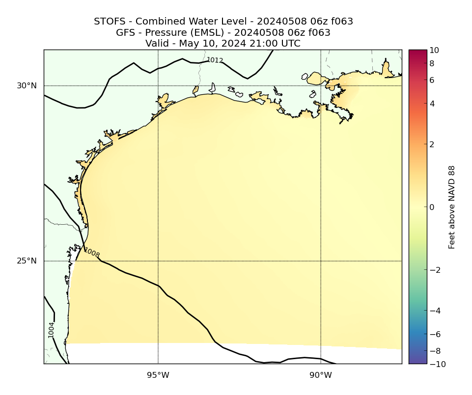 STOFS 63 Hour Total Water Level image (ft)