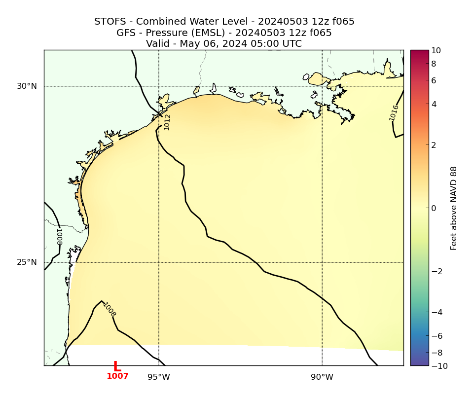 STOFS 65 Hour Total Water Level image (ft)