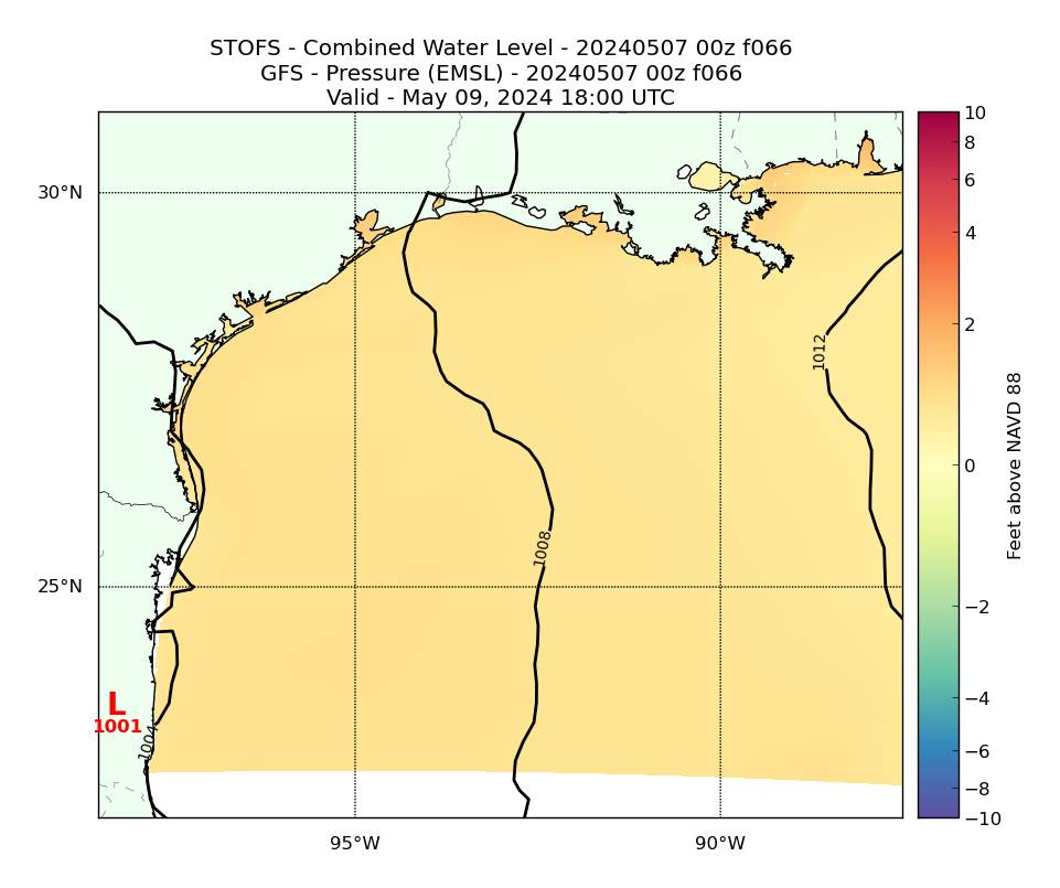 STOFS 66 Hour Total Water Level image (ft)