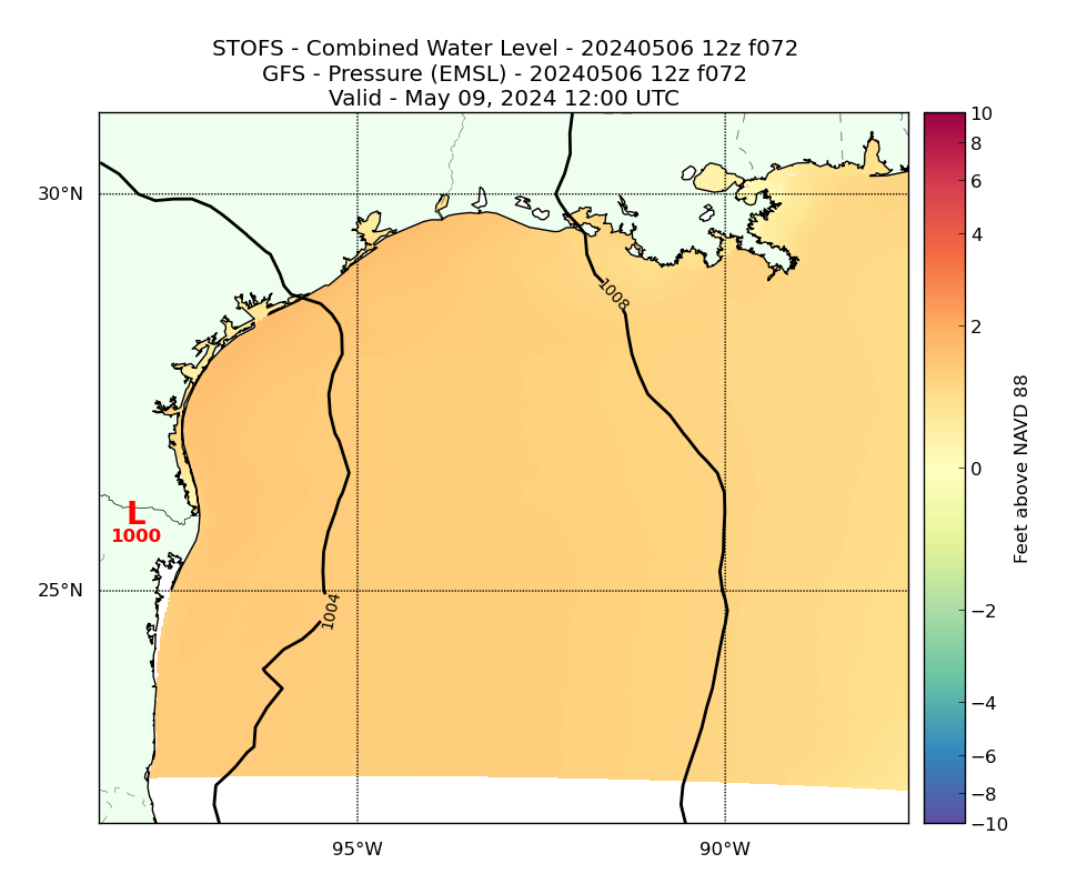 STOFS 72 Hour Total Water Level image (ft)