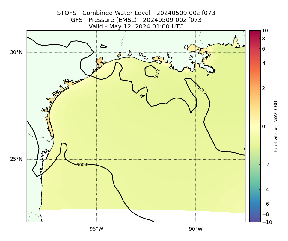 STOFS 73 Hour Total Water Level image (ft)