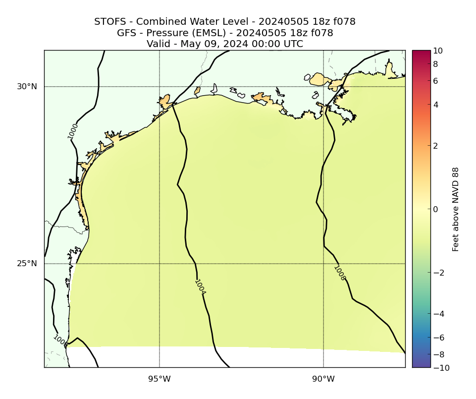 STOFS 78 Hour Total Water Level image (ft)