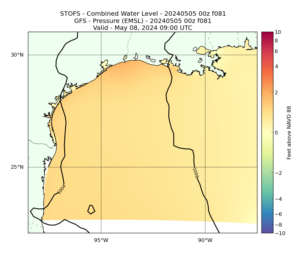 STOFS 81 Hour Total Water Level image (ft)