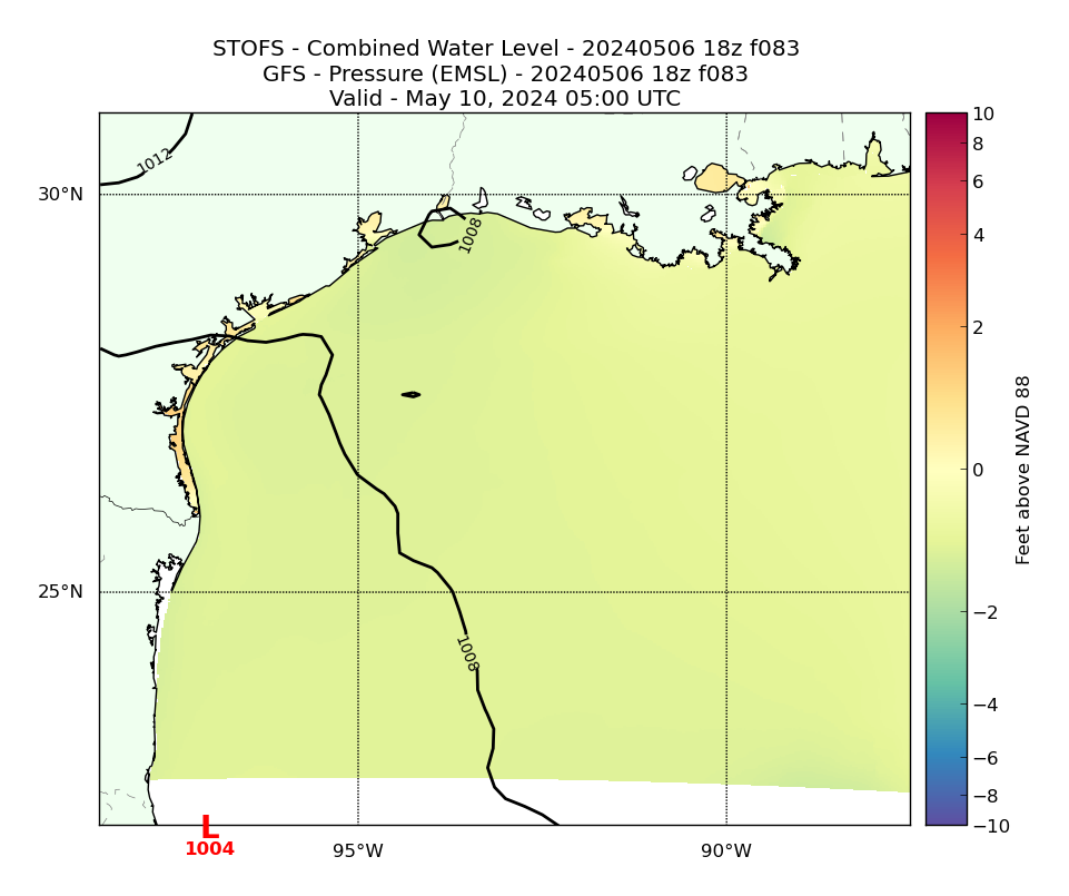 STOFS 83 Hour Total Water Level image (ft)